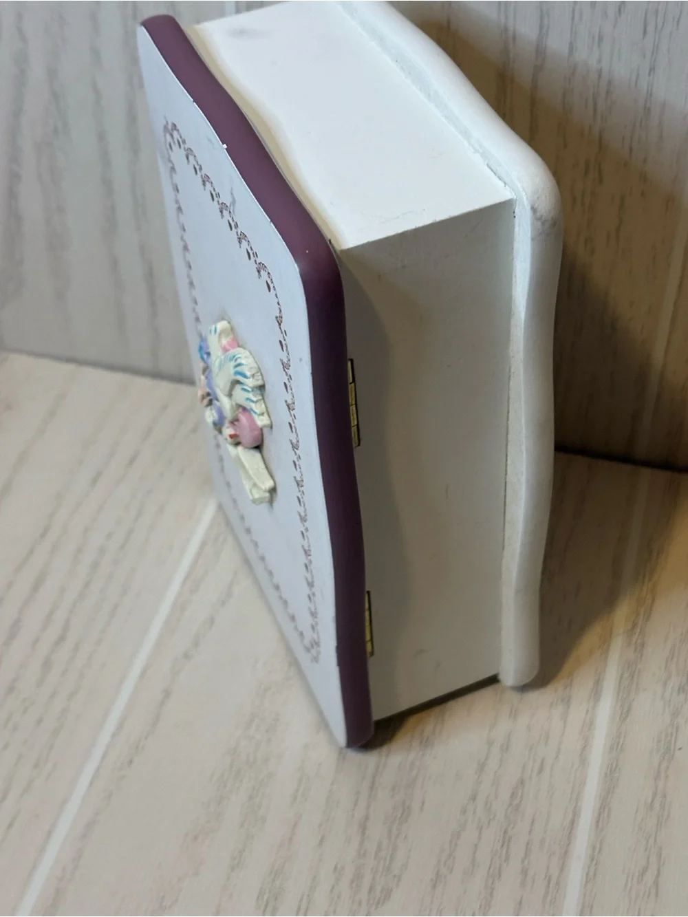 Vintage Wooden Jewelry Box Y2K 90’s Birds Lid Mirror